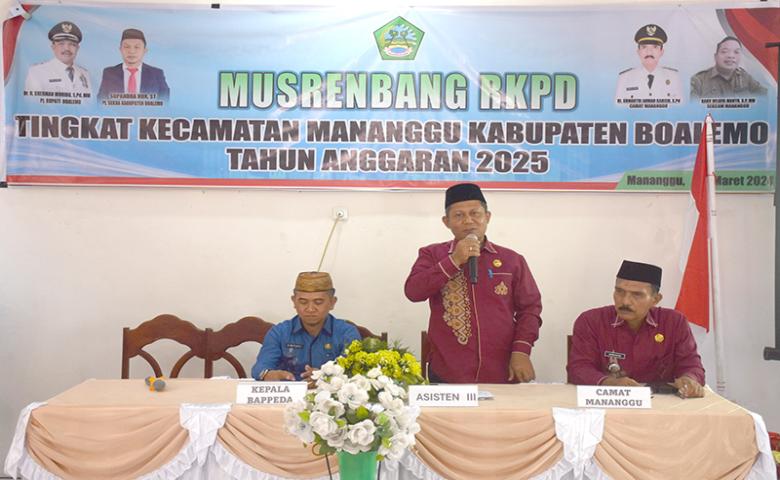 Asisten III Setda Boalemo Buka Musrenbang Tingkat Kecamatan Mananggu
